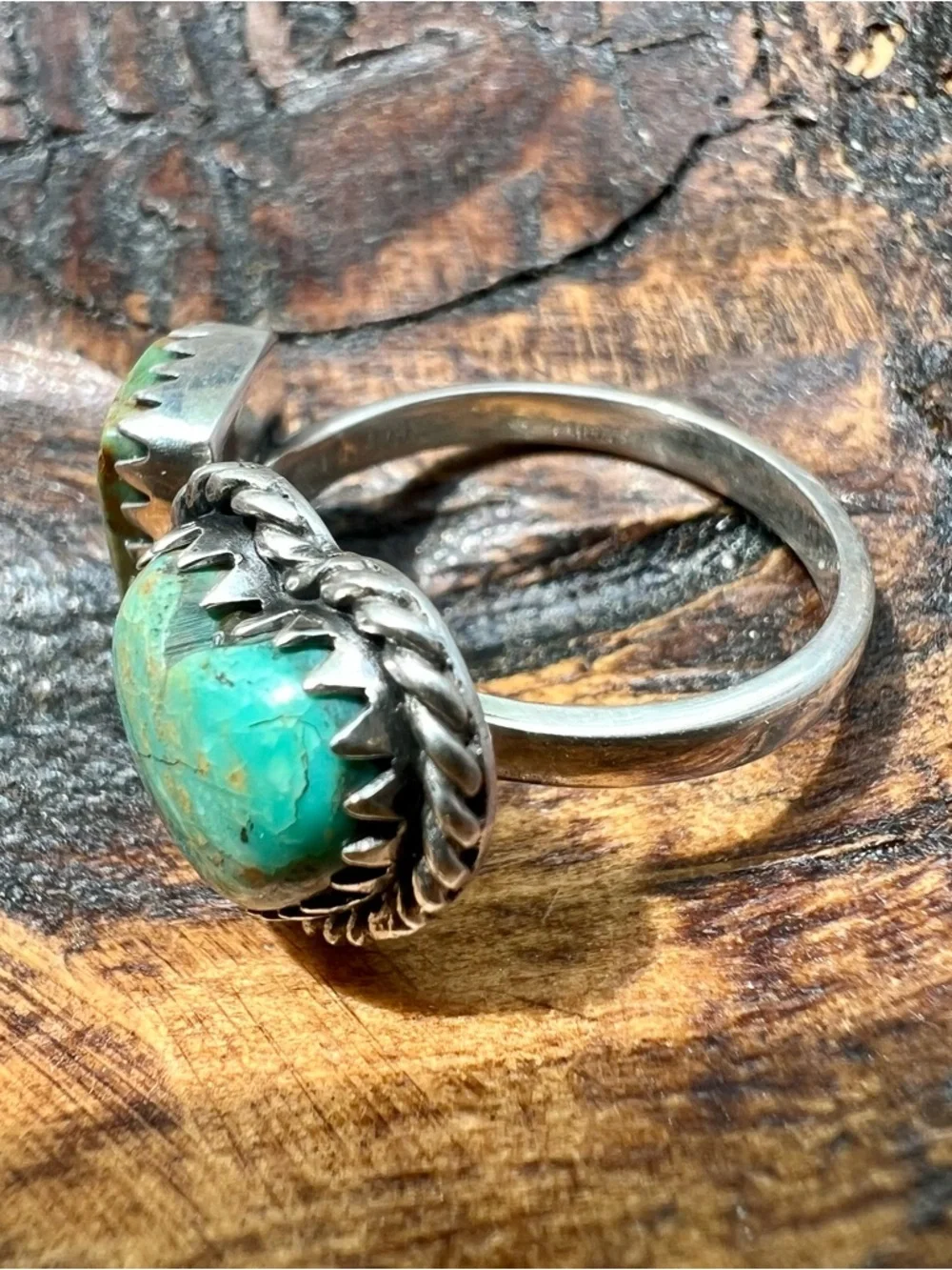 Kingman Turquoise Heart Bypass Ring 925 Sterling Silver Size 8 - Picture 4 of 14